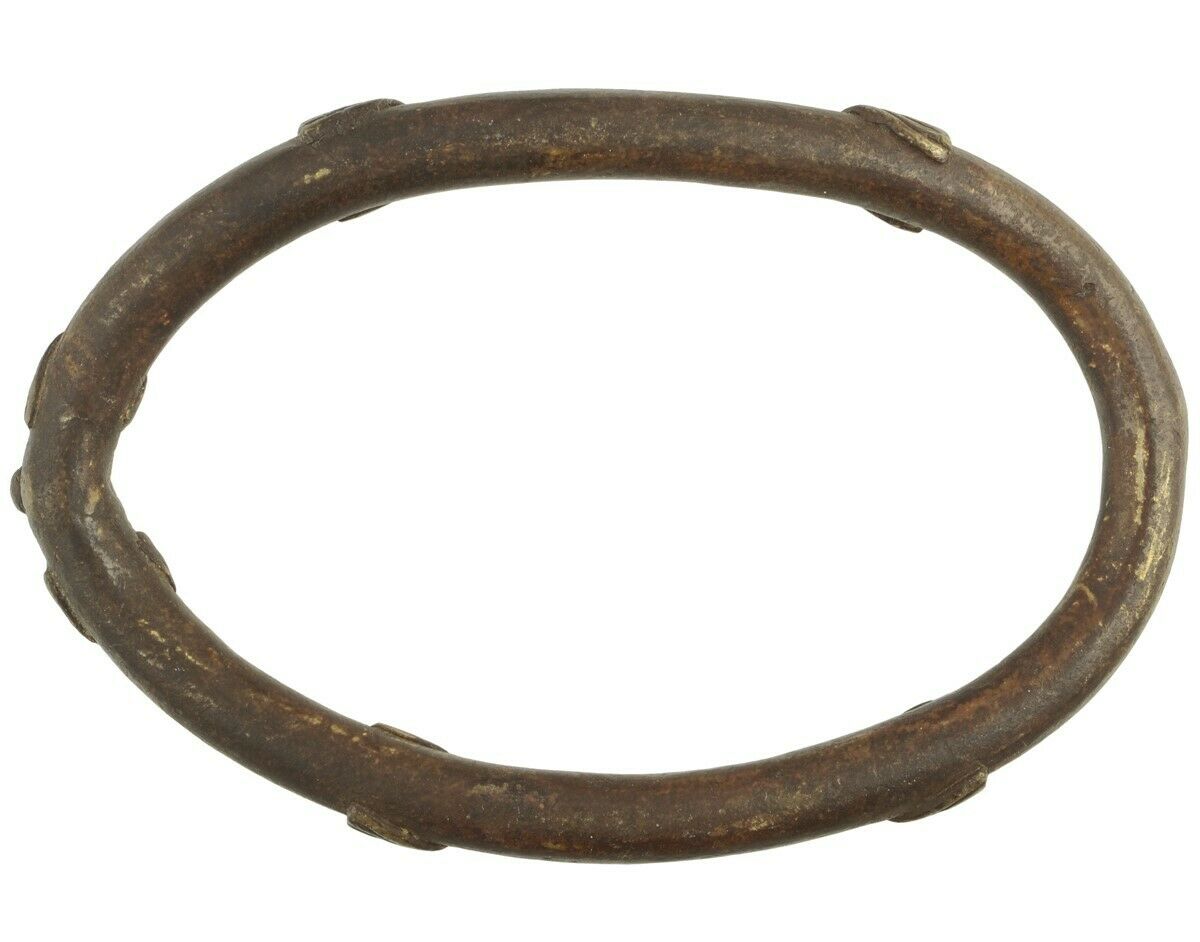 Antique Brass Anklet Currency African Lobi Burkina Faso Bronze Ethnic Art - zoomed-in detail