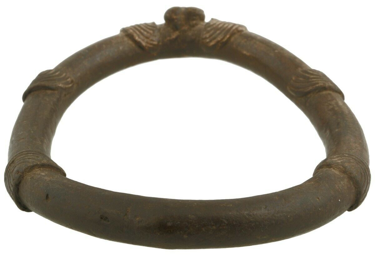 Antique Brass Anklet Currency African Lobi Burkina Faso Bronze Ethnic Art - close-up