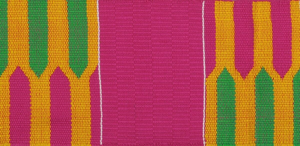 Ashanti Ceremonial Ghana Kente Cloth African Scarf Stole Handwoven Textile Art - zoomed-in detail