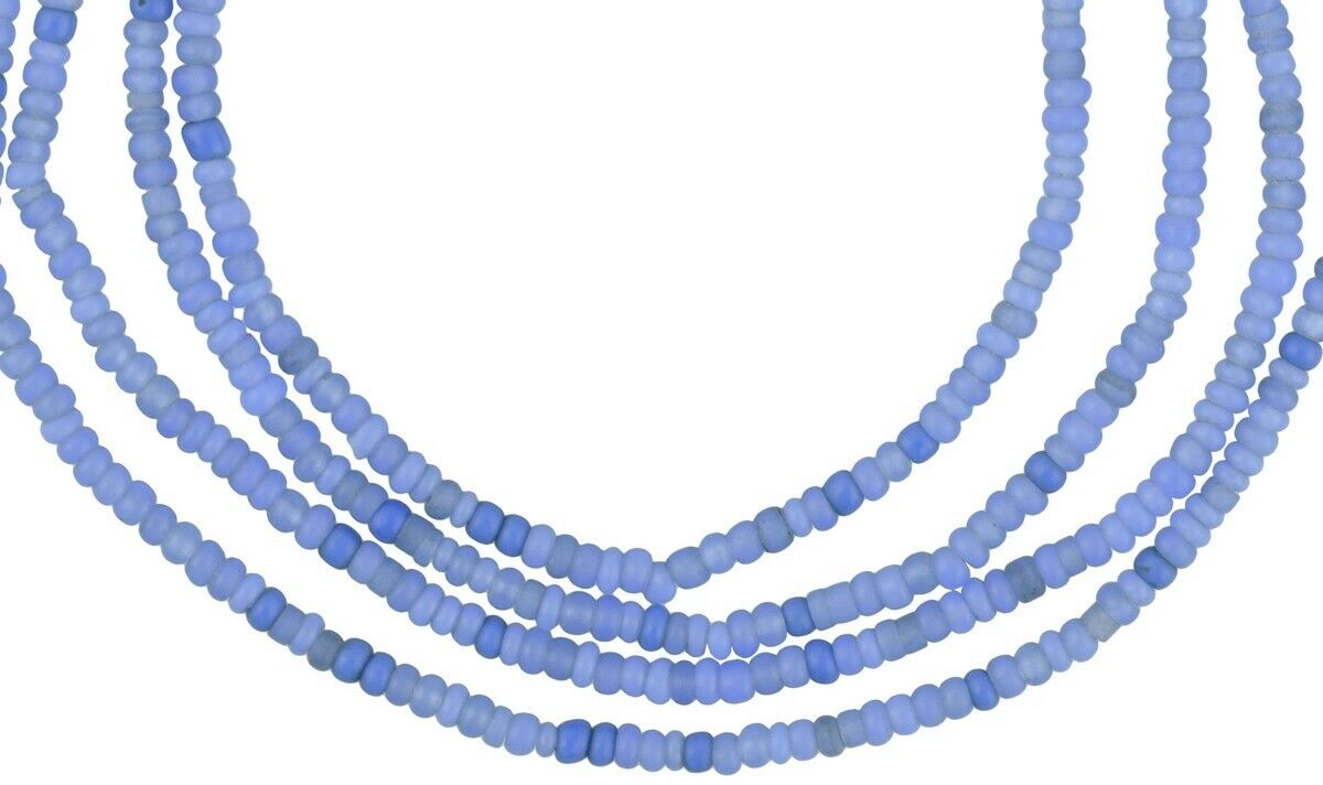 Exquisite Old Blue Venetian Seed Beads Strand – 2–3 mm Tiny Conteria Trade Beads