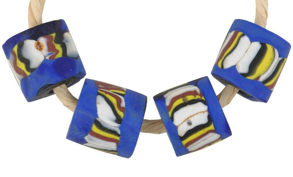 Antique Rare Venetian Millefiori Trade Beads - African Mosaic Beads - alternate view