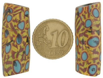 African Trade Beads Antique Millefiori Venetian Glass Beads Murano Mosaic Large - alternate view