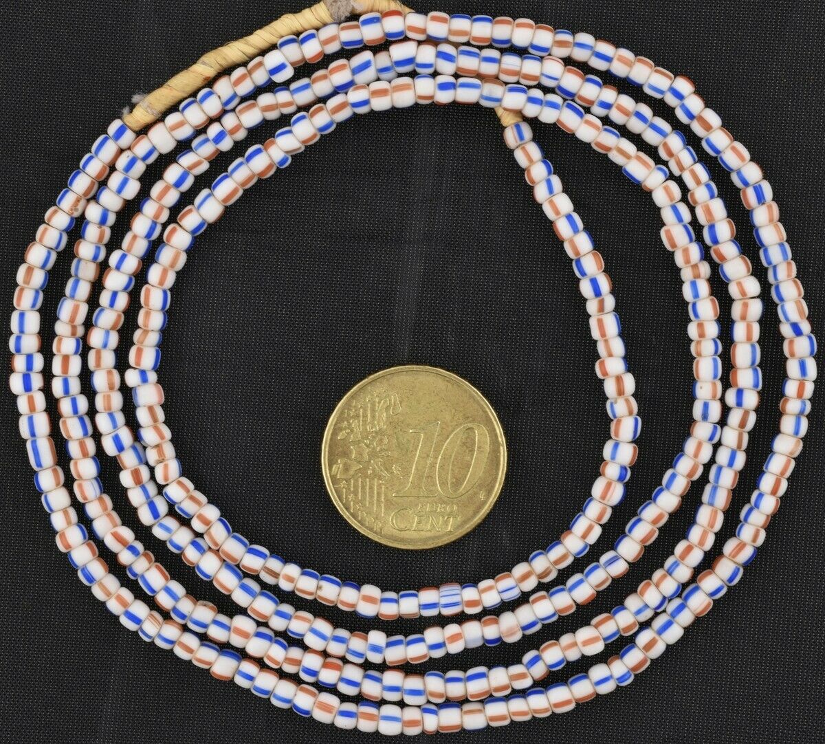 Old Tiny 3 mm Blue‑Striped Venetian Seed Beads – 30½″ Strand