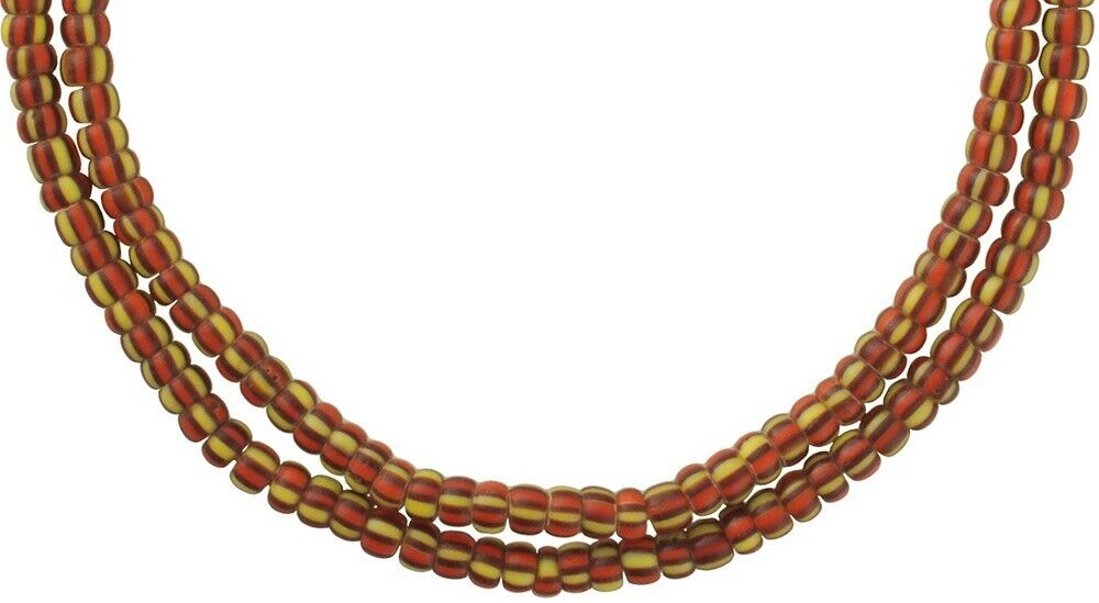 Old Small 5 mm Striped Venetian Seed Trade Beads Strand