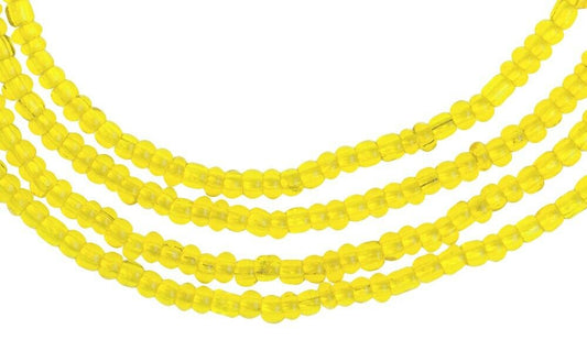 Yellow Translucent 2 mm Old Venetian Drawn Seed Beads Strand – Excellent