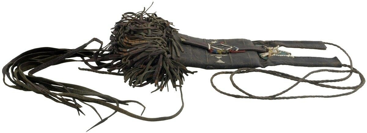 Old African Tuareg Purse Wallet Leather Sahara Niger Nigeria Mali Art - cropped detail