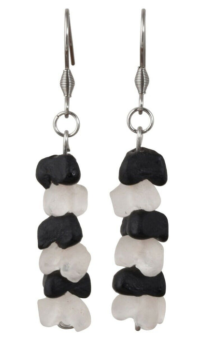 African Glass Trade Beads Handmade Bracelet Earrings Memory Wire Stainless Steel - angled shot