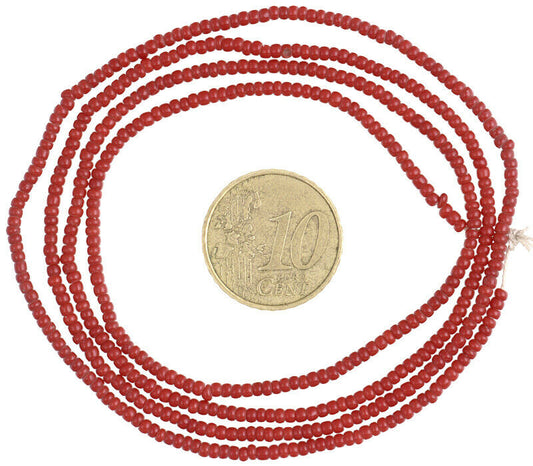 Old Venetian Tin﻿y 2 mm Seed Trade Bead Strand – Antique Drawn Glass