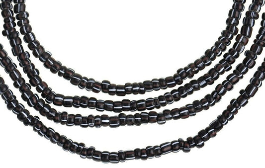 Old Tiny 2 mm Black Striped Venetian Seed Trade Beads Strand