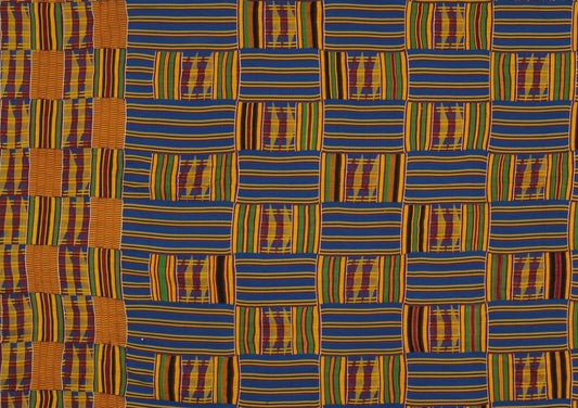 Handwoven Ashanti Kente Cloth – Vintage 1970s Woman Size (189×117 cm)