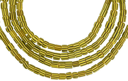 Yellow Striped Old Venetian Seed Glass Trade Beads • Tiny 3–4 mm Strand (70.5 cm)