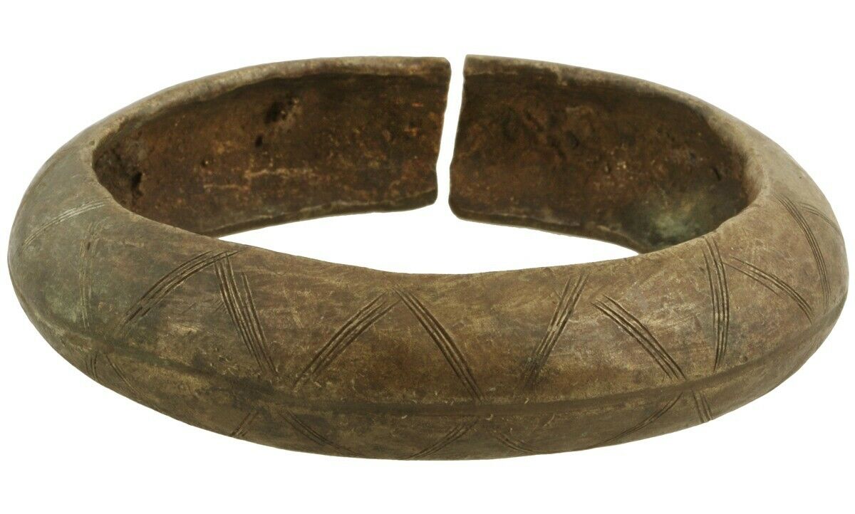 Antique Brass Bracelet Currency Ghana African Fulani Ethnic Jewelry - close-up