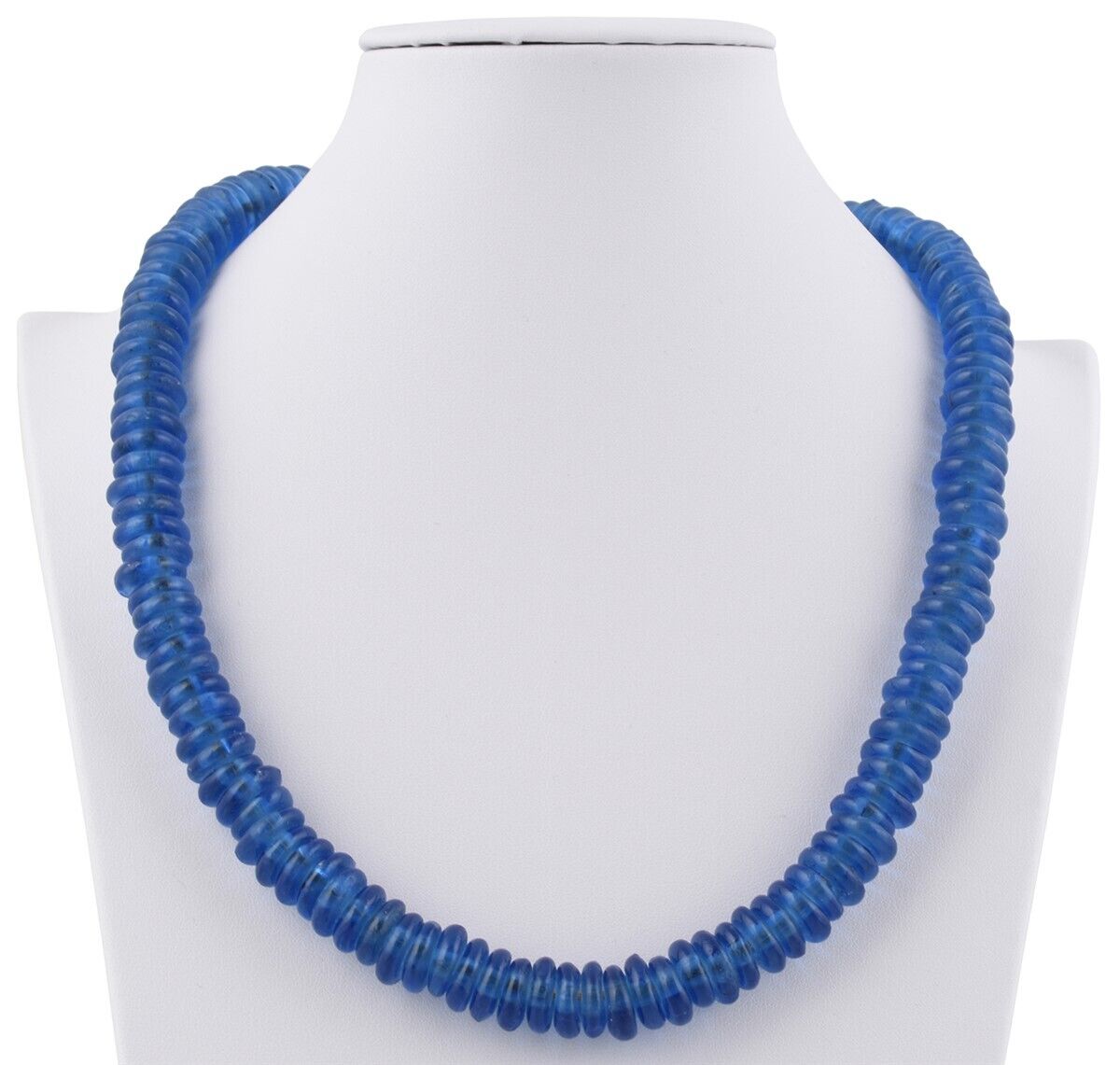 Handmade Cobalt Blue Beaded Glass Necklace With Ashanti Brass - alternate view