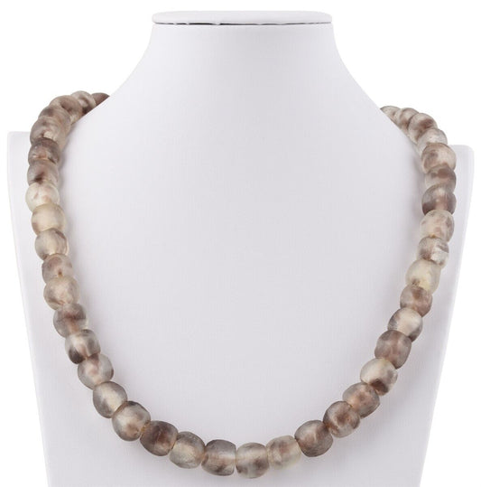 Handmade Beaded Glass Necklace With African Trade Beads - 23" - alternate view