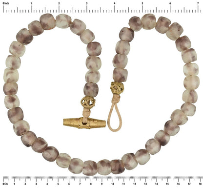 Handmade Beaded Glass Necklace With African Trade Beads - 23" - angled shot
