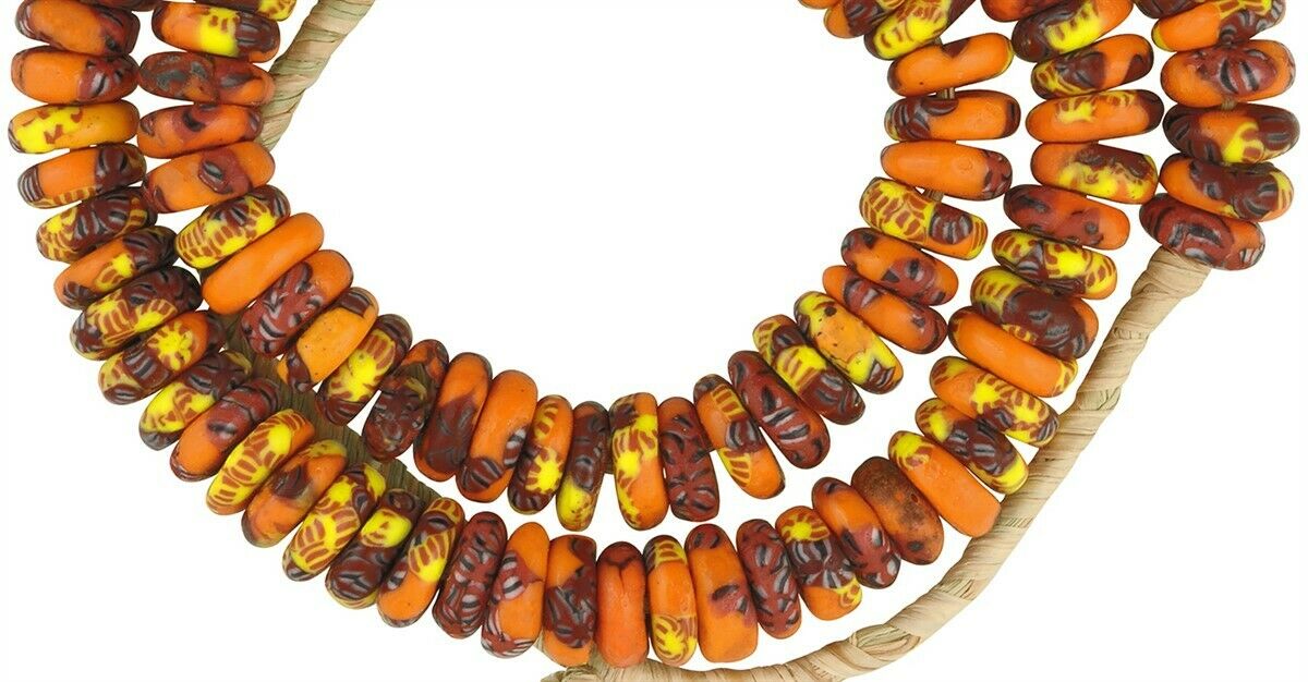 Handmade African Trade Beads - Recycled Fused Ghana Glass - close-up