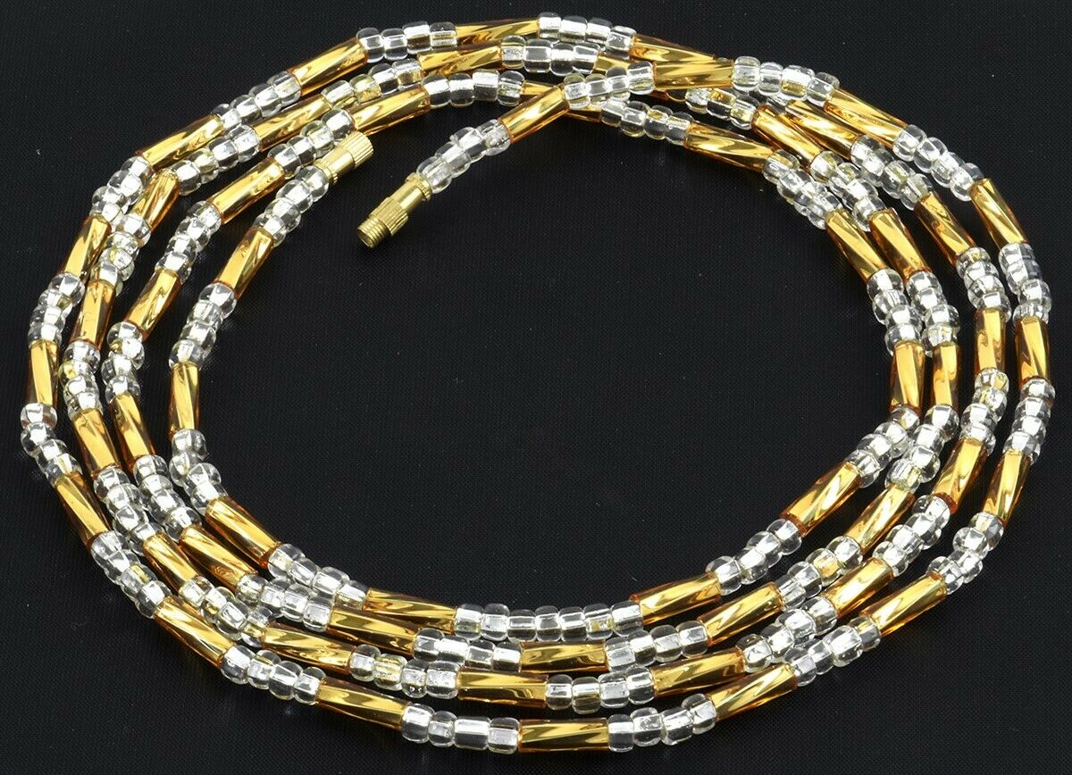 Waist Beads African Belly Chain Body Handmade Glass Jewelry Ghana - close-up