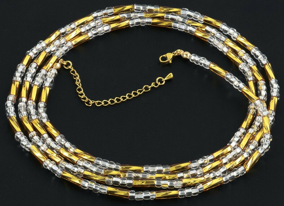 Waist Beads African Belly Chain Body Handmade Glass Jewelry Ghana - zoomed-in detail