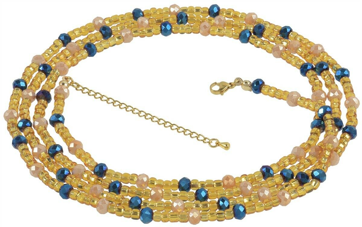 African Waist Beads Ghana Handmade Belly Chain Body Weight Control Jewelry - close-up
