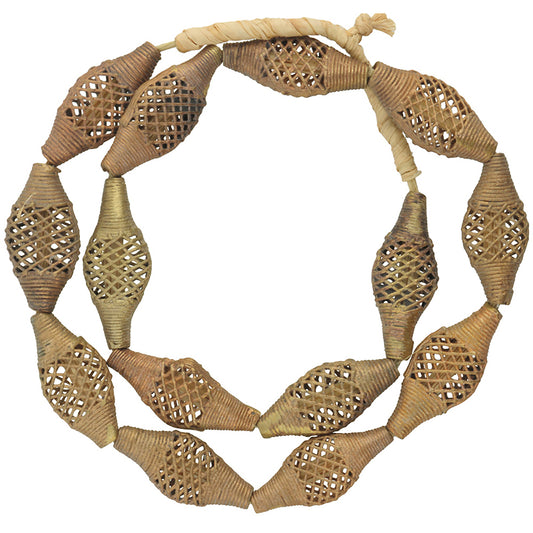 Handmade Tabular African Brass Beads Strand Metal Art!