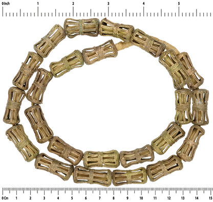 Exquisite Handcrafted Ghanaian Brass Beads - 24.5" Strand - close-up