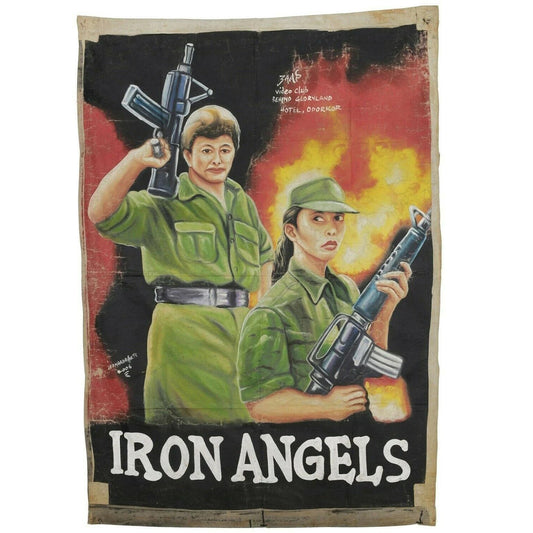 Iron Angels: Authentic Ghanaian Hand-Painted War Movie Poster