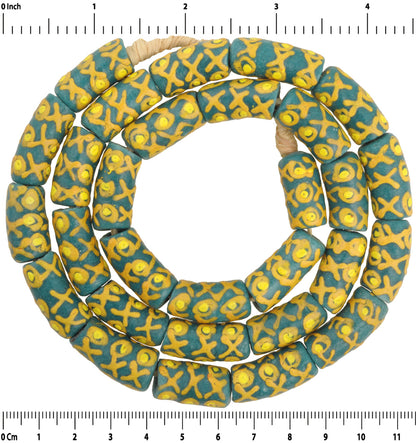 Beads Recycled Glass Powder Ghana Ethnic Jewelry Necklace Krobo - close-up