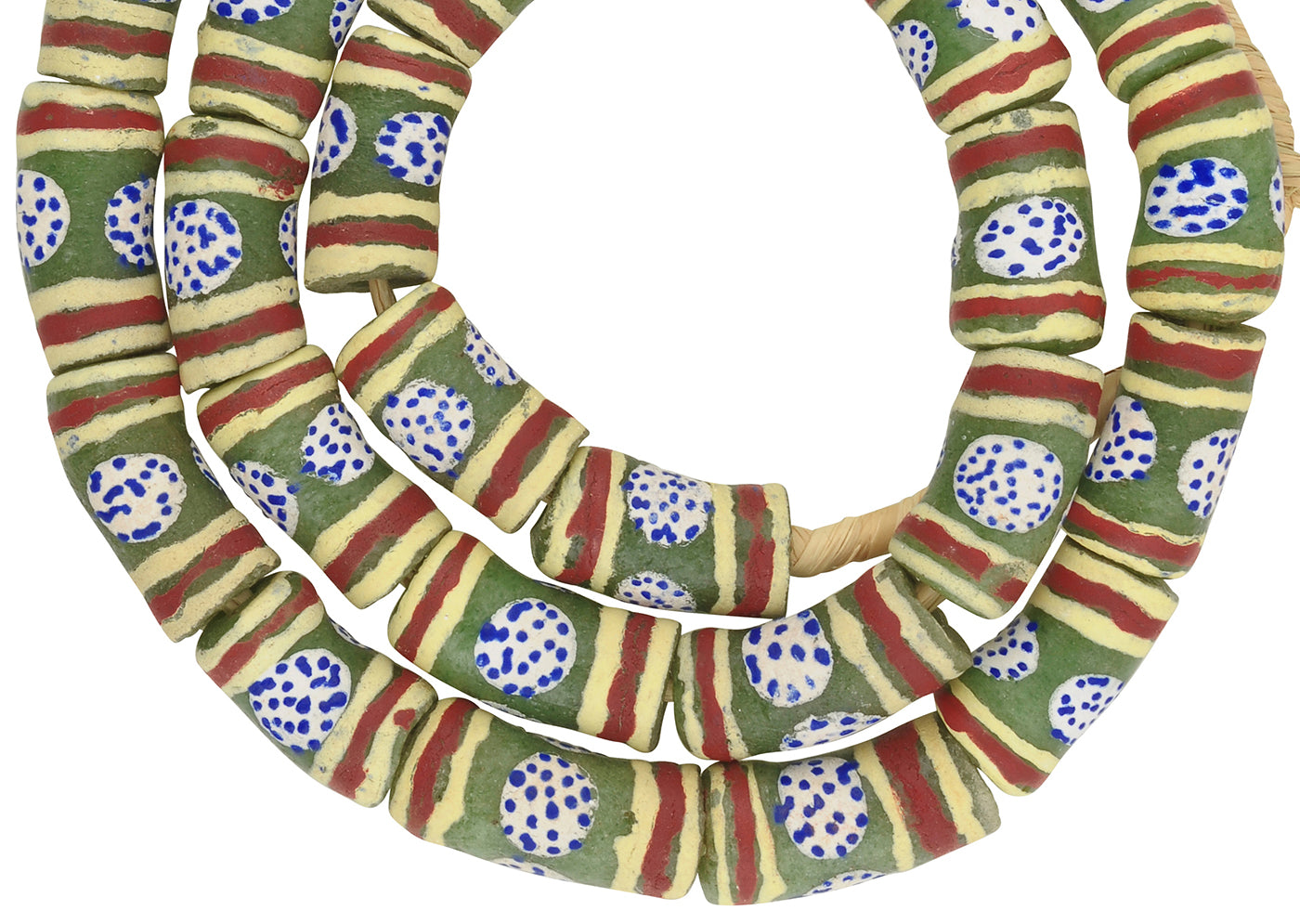 24" Fancy Powder Glass Beads - African Trade Beads From Ghana - alternate view