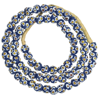 African Handmade Beads Recycled Glass Powder Krobo Tribal Ceremonial Jewelry