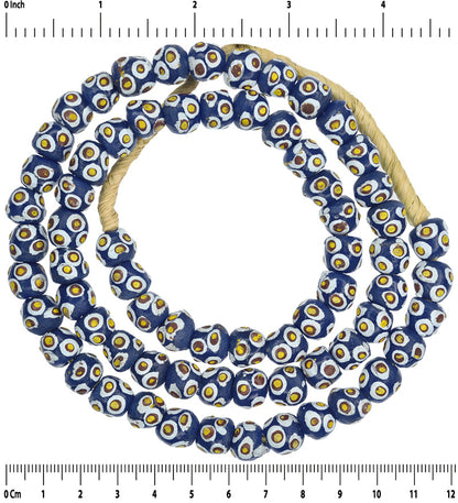 African Handmade Beads Recycled Glass Powder Krobo Tribal Ceremonial Jewelry - close-up