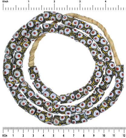 Handmade Ghanaian Powder Glass Beads - 26.5" Strand, 9Mm - close-up