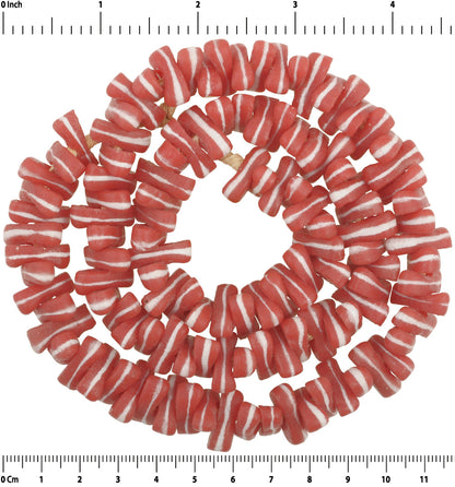 Authentic Krobo Glass Spacer Beads, 24.25" Strand - close-up