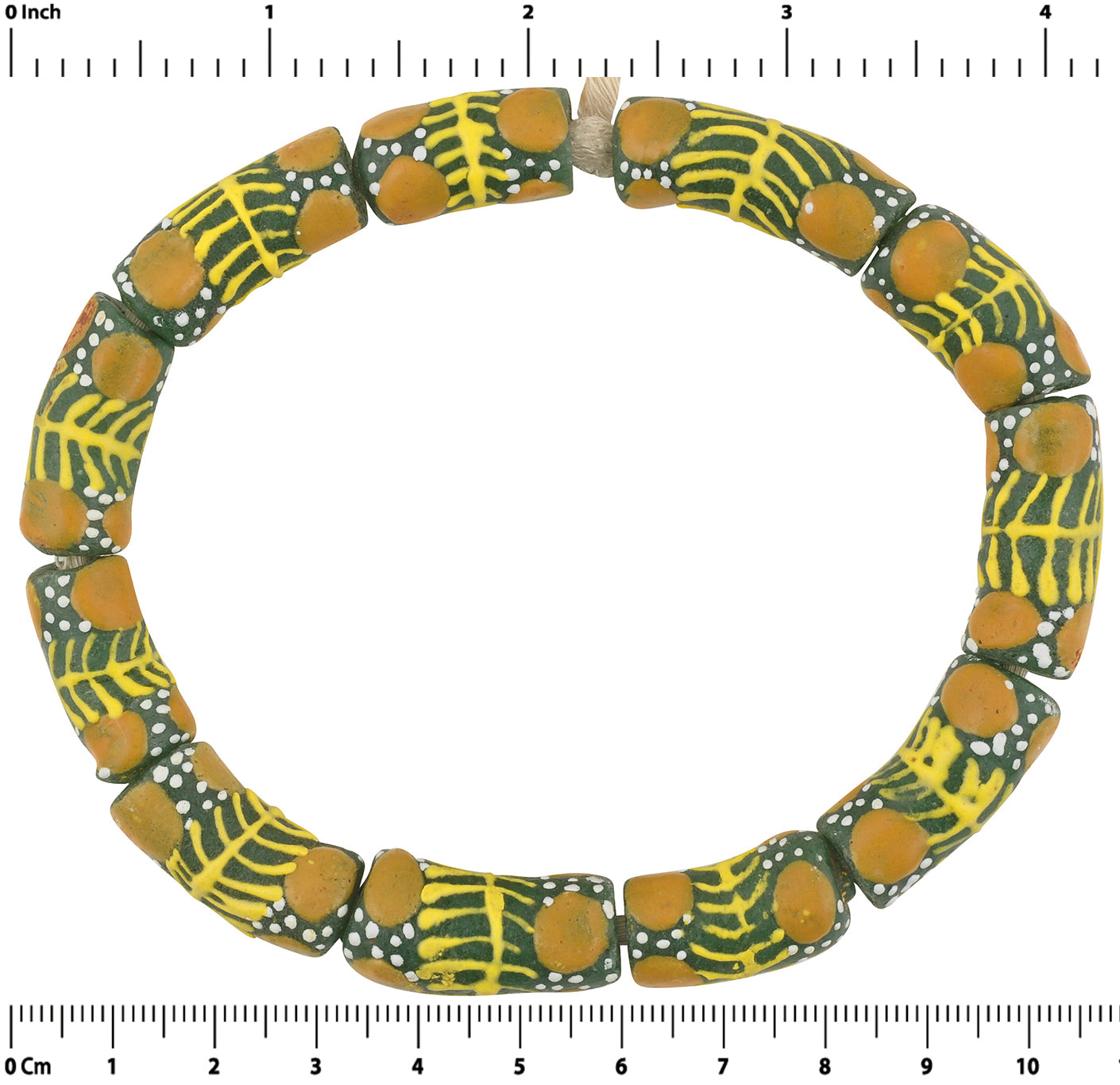 African Recycled Glass Powder Beads Handmade Ghana Bracelet - close-up