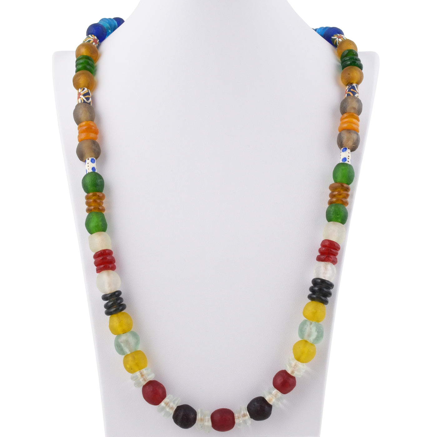 Handmade Necklace Recycled Powder Glass Beads Krobo Ghana Jewelry African Trade