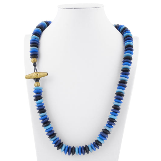 Handmade Recycled Glass Beads Brass Necklace Krobo Ashanti Jewelry African Trade