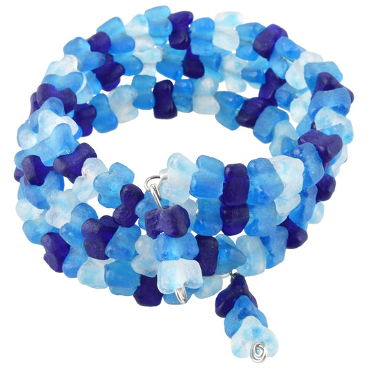 African Glass Trade Beads Handmade Wrap Bracelet Memory Wire Stainless Steel