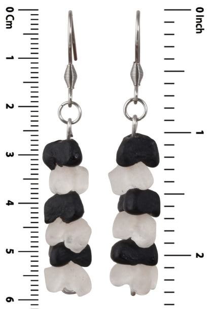 African Glass Trade Beads Handmade Bracelet Earrings Memory Wire Stainless Steel - cropped detail