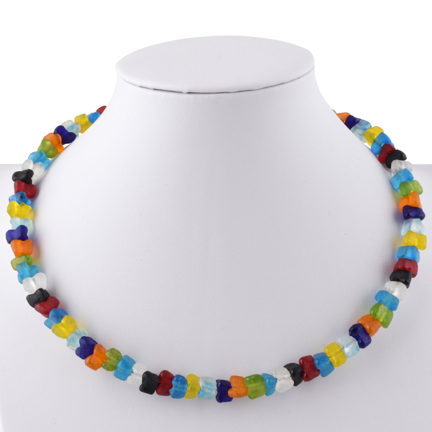 African Glass Trade Beads Handmade Necklace Choker Memory Wire Stainless Steel