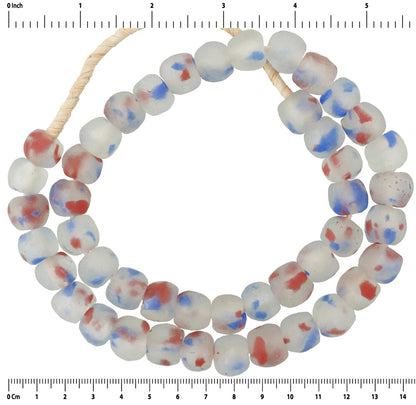 Authentic Translucent Krobo Glass Beads - 21" Strand - close-up