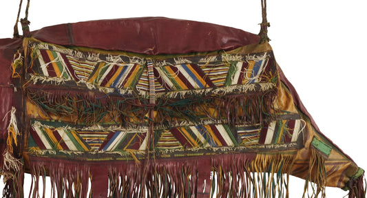 Camel Saddle Bag Old African Tuareg Leather Niger Mali Sahara Bedouin - partial view