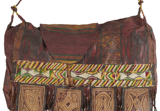 Old African Tuareg Leather Camel Bag Niger Nigeria Peul Fula Sahara Art - alternate view