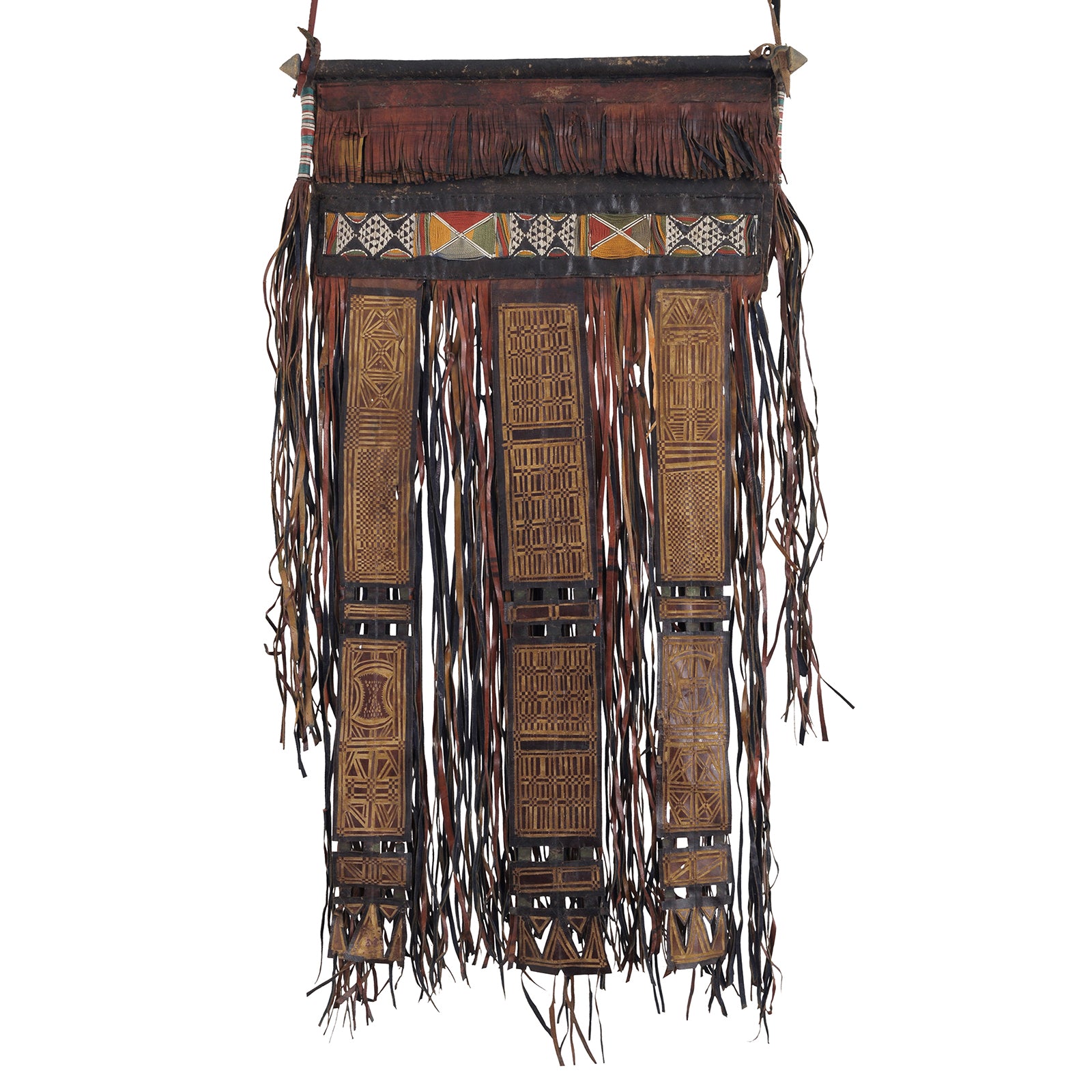 Tuareg Leather Tent Panel African Decoration Mali Niger Sahara - product focus