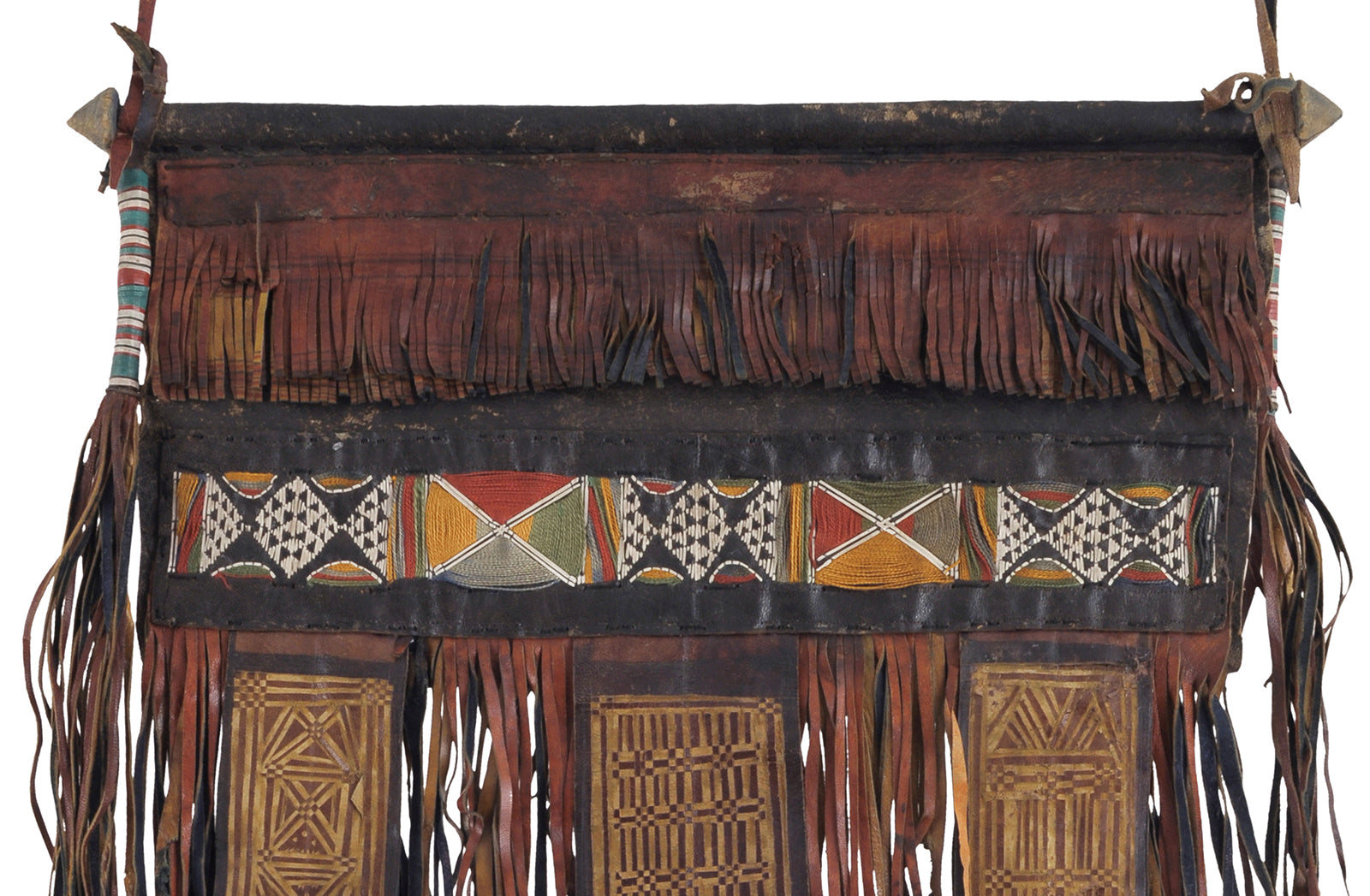 Tuareg Leather Tent Panel African Decoration Mali Niger Sahara - cropped detail