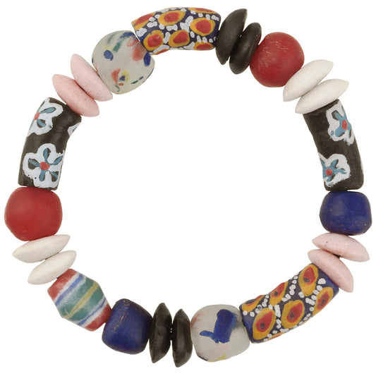 Handmade African Beaded Bracelet - Krobo Glass Trade Beads