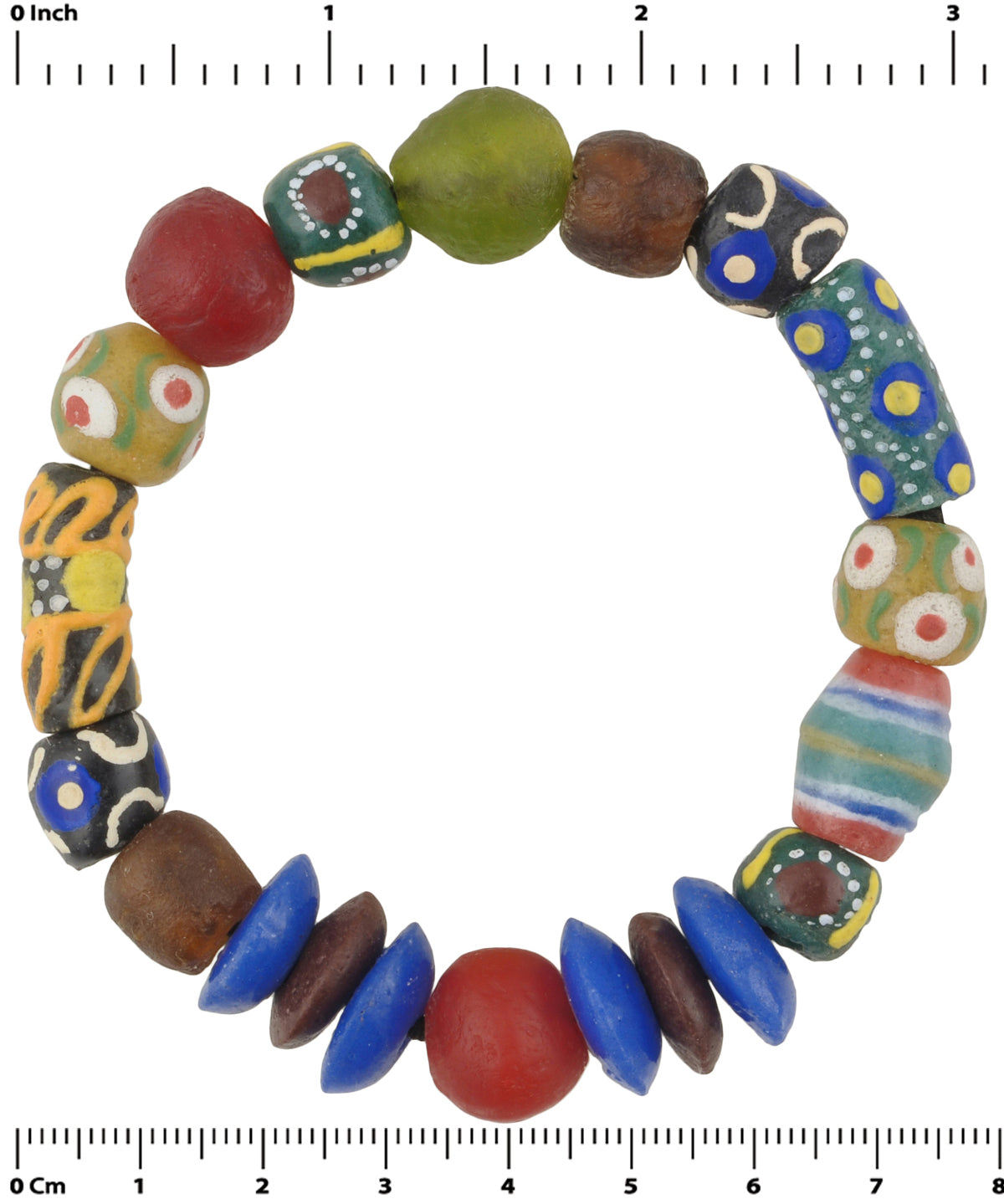 Handmade Beaded Bracelet - African Glass Trade Beads - zoomed-in detail