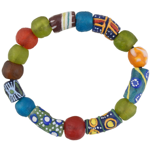 Handmade Beaded Bracelet - African Glass Trade Beads, Krobo Jewelry
