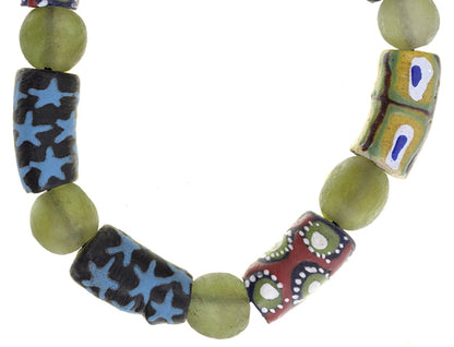 Handmade African Beaded Bracelet - Glass Trade Beads From Ghana - cropped detail