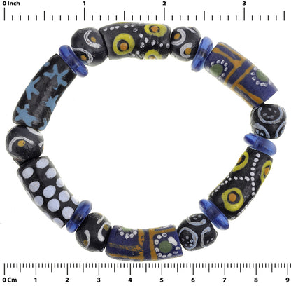 Handmade African Beaded Bracelet - Glass Trade Beads From Ghana - zoomed-in detail