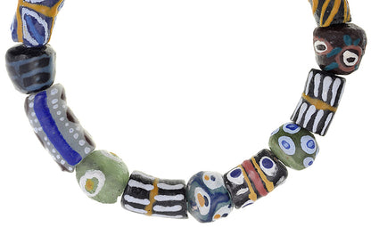 New Recycled Glass Beads African Powder Glass Trade Beads Krobo Ghana Bracelet - close-up