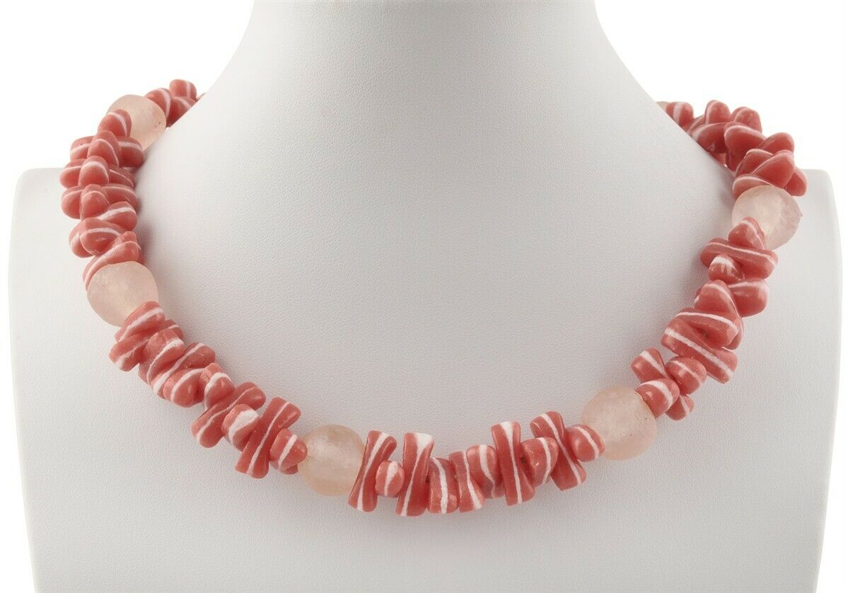 Handmade African Trade Beads Necklace - Beaded Glass Jewelry - zoomed-in detail